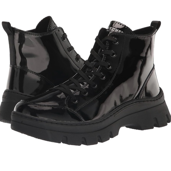 New Skechers Roadies Sneaker Black Boots - Rare Limited Edition Surge Patent Ave - Picture 3 of 16